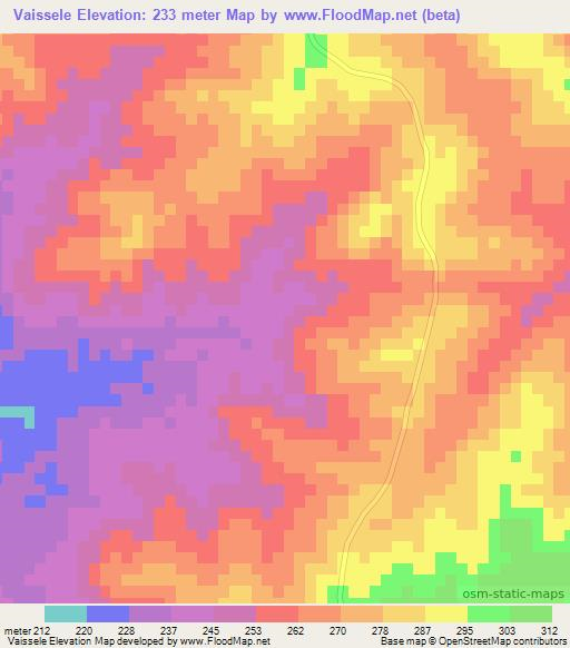 Vaissele,Mozambique Elevation Map