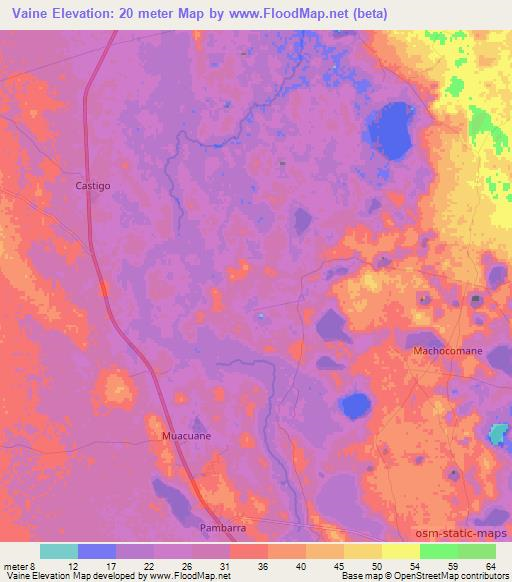 Vaine,Mozambique Elevation Map