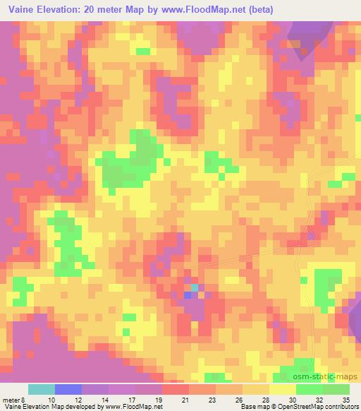 Vaine,Mozambique Elevation Map