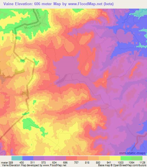 Vaine,Mozambique Elevation Map