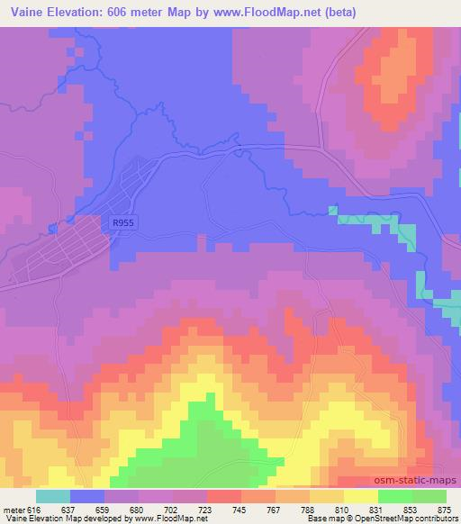 Vaine,Mozambique Elevation Map