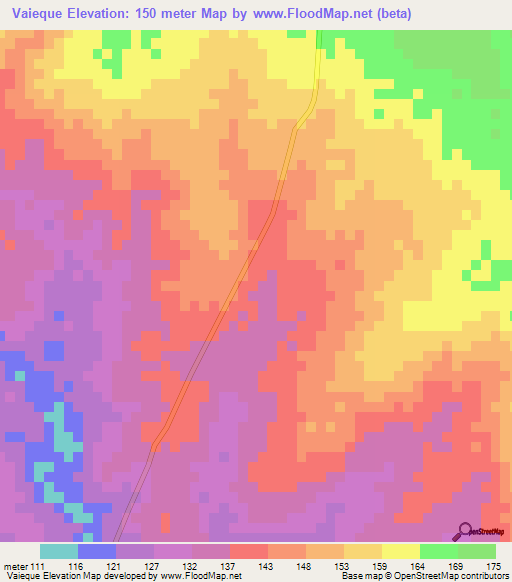 Vaieque,Mozambique Elevation Map