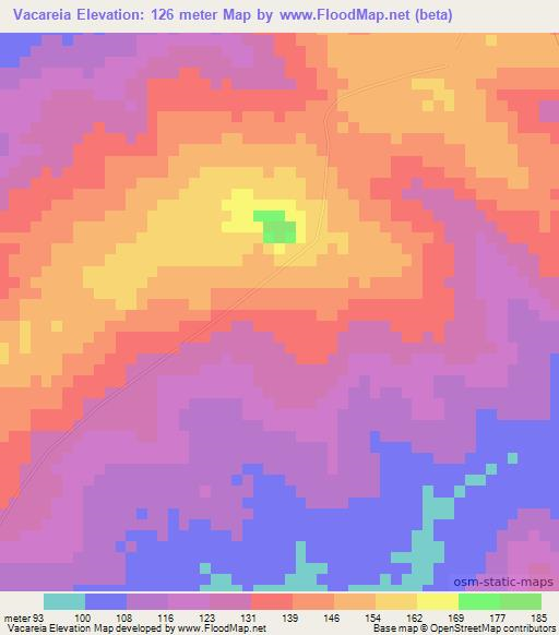 Vacareia,Mozambique Elevation Map