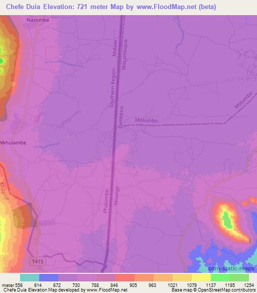Chefe Duia,Mozambique Elevation Map