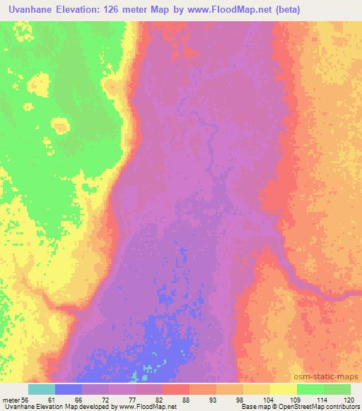 Uvanhane,Mozambique Elevation Map
