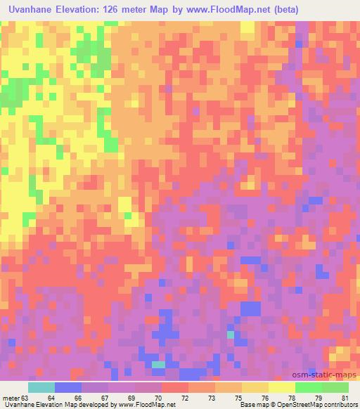 Uvanhane,Mozambique Elevation Map