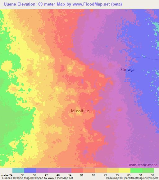 Uuene,Mozambique Elevation Map
