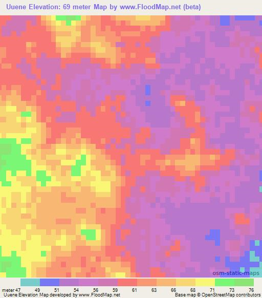Uuene,Mozambique Elevation Map