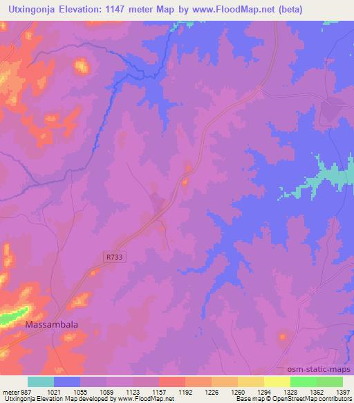 Utxingonja,Mozambique Elevation Map