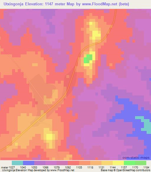 Utxingonja,Mozambique Elevation Map