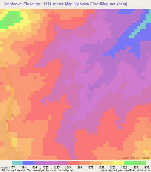 Utchicova,Mozambique Elevation Map