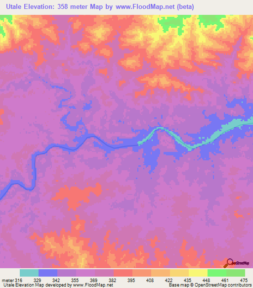 Utale,Mozambique Elevation Map