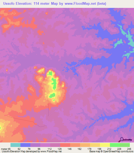 Ussofo,Mozambique Elevation Map
