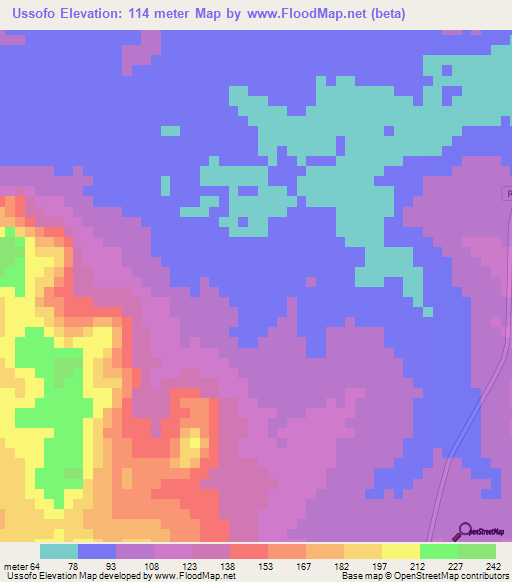 Ussofo,Mozambique Elevation Map
