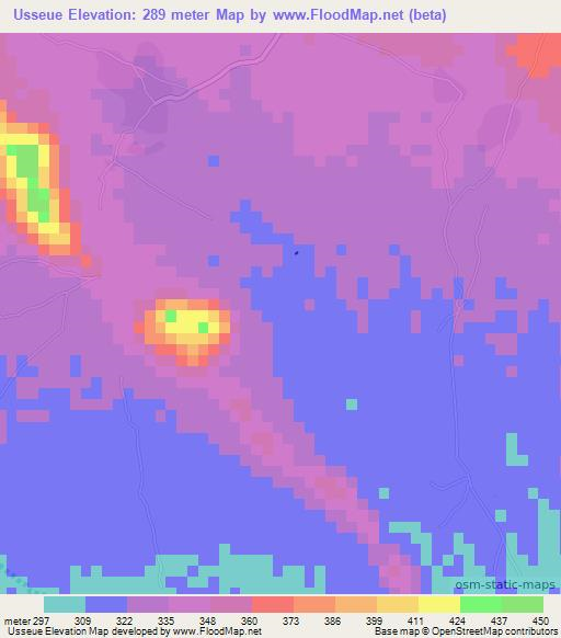 Usseue,Mozambique Elevation Map
