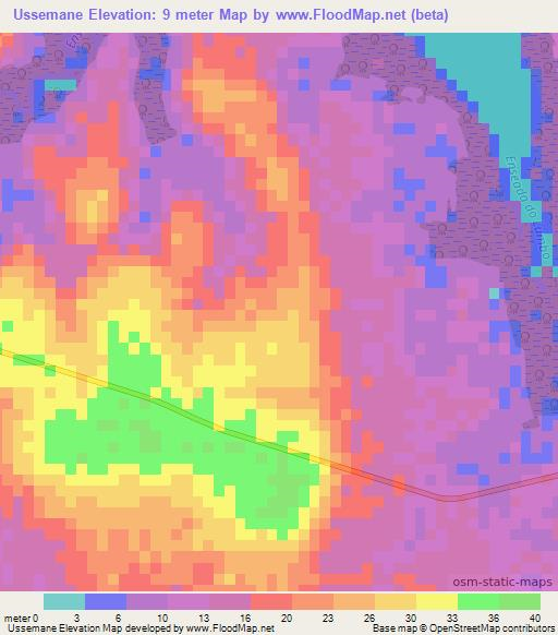 Ussemane,Mozambique Elevation Map