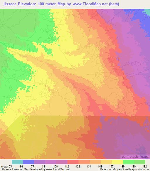 Usseca,Mozambique Elevation Map