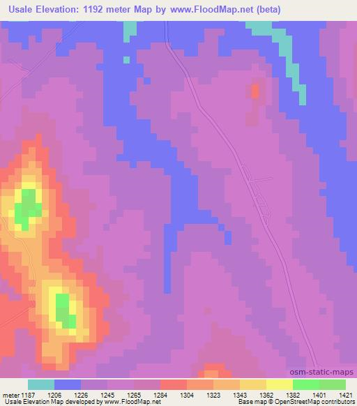 Usale,Mozambique Elevation Map