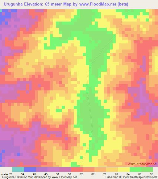 Urugunha,Mozambique Elevation Map