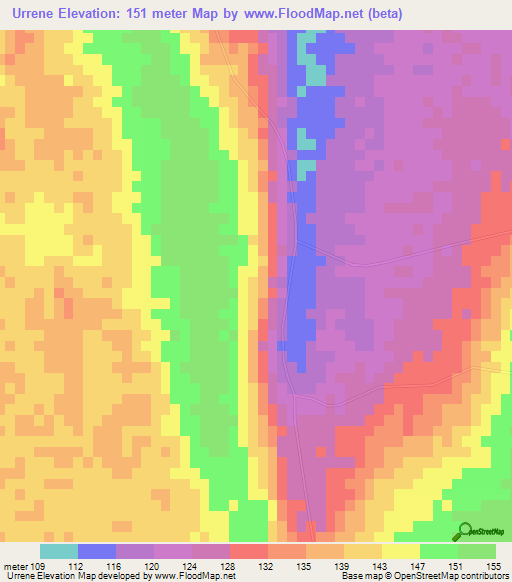 Urrene,Mozambique Elevation Map