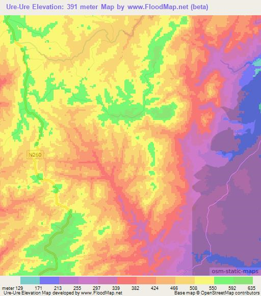 Ure-Ure,Mozambique Elevation Map