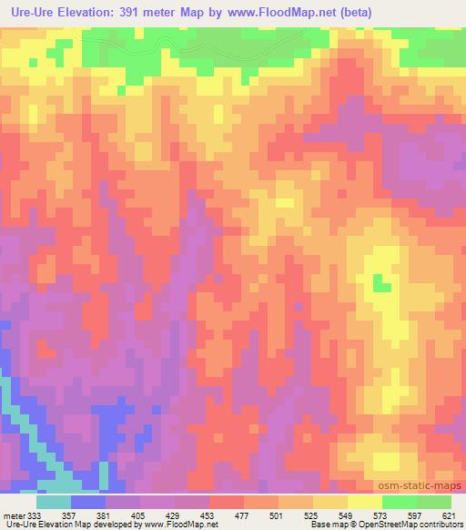 Ure-Ure,Mozambique Elevation Map