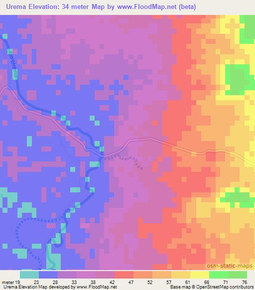 Urema,Mozambique Elevation Map