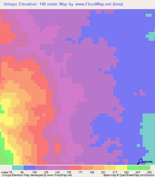 Untupo,Mozambique Elevation Map