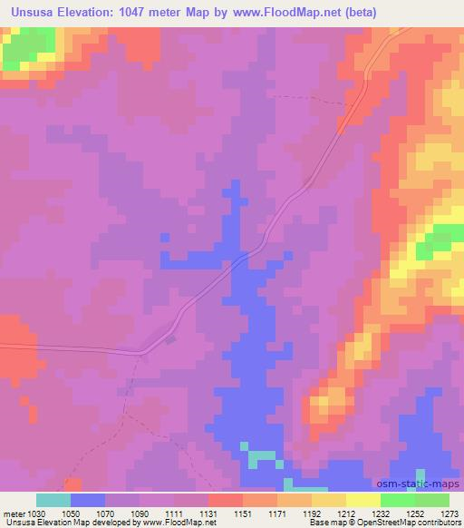 Unsusa,Mozambique Elevation Map