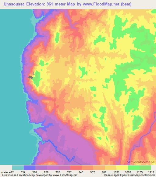 Unssoussa,Mozambique Elevation Map