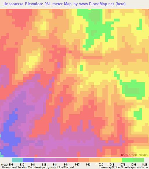 Unssoussa,Mozambique Elevation Map
