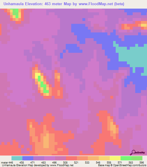 Unhamaula,Mozambique Elevation Map