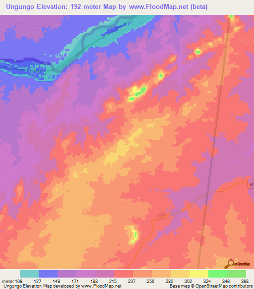 Ungungo,Mozambique Elevation Map