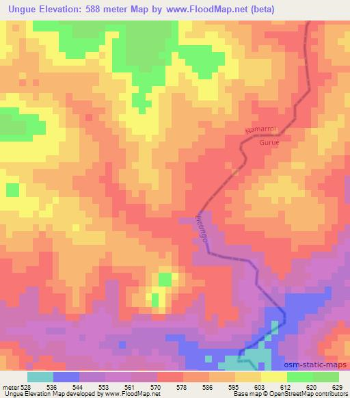 Ungue,Mozambique Elevation Map
