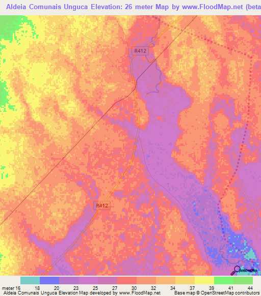 Aldeia Comunais Unguca,Mozambique Elevation Map
