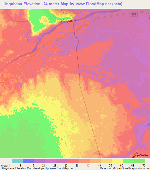 Ungubana,Mozambique Elevation Map