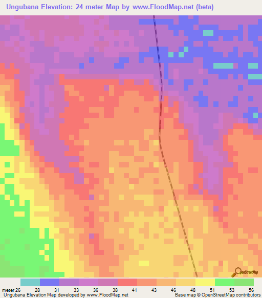 Ungubana,Mozambique Elevation Map