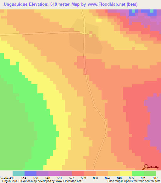 Unguauique,Mozambique Elevation Map