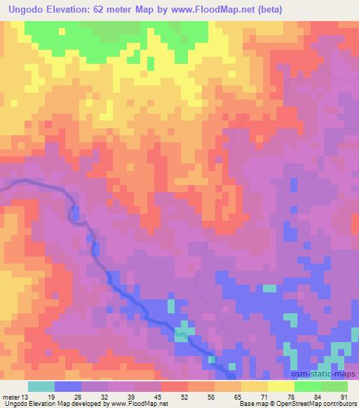 Ungodo,Mozambique Elevation Map