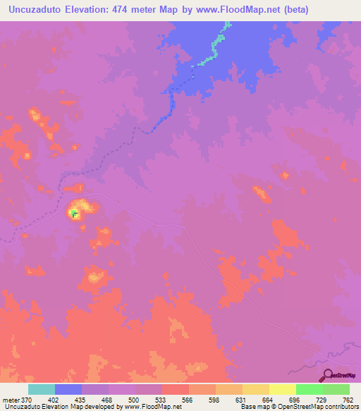 Uncuzaduto,Mozambique Elevation Map