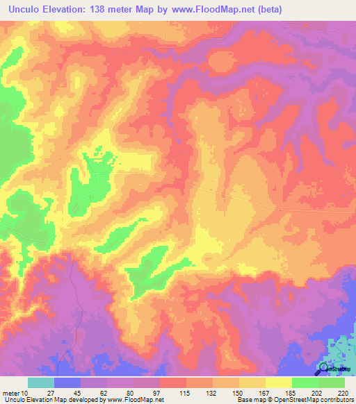 Unculo,Mozambique Elevation Map