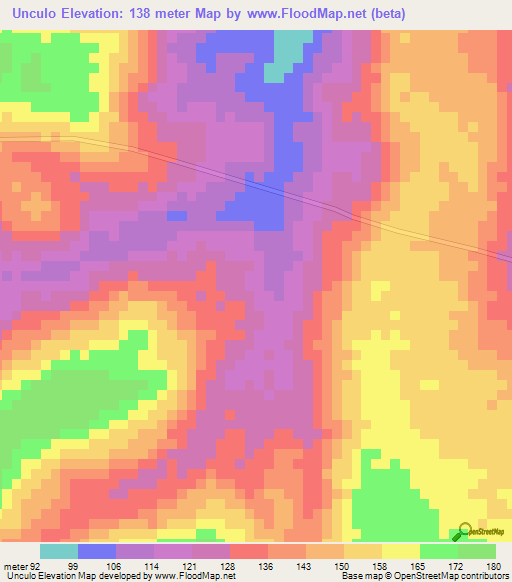 Unculo,Mozambique Elevation Map