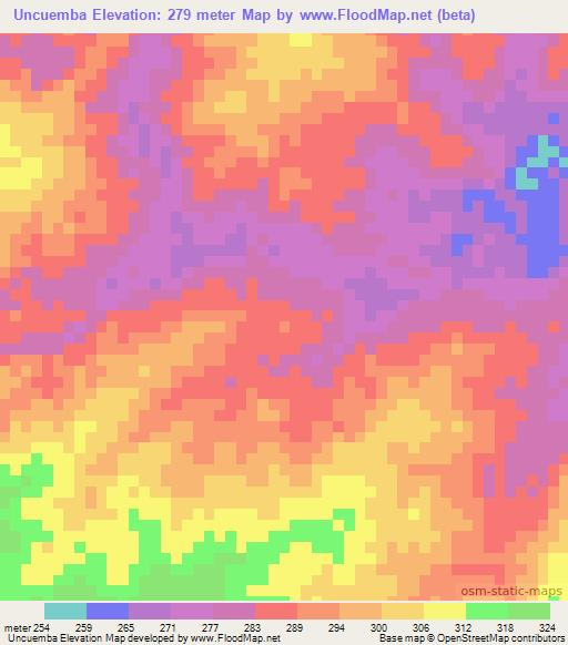 Uncuemba,Mozambique Elevation Map