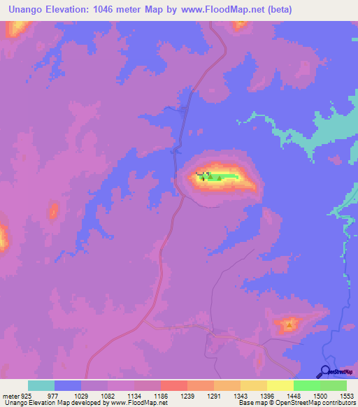 Unango,Mozambique Elevation Map