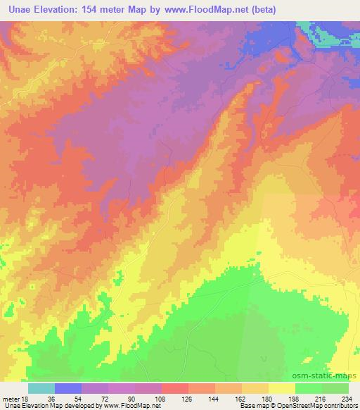 Unae,Mozambique Elevation Map