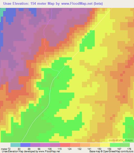 Unae,Mozambique Elevation Map