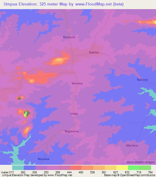 Umpua,Mozambique Elevation Map