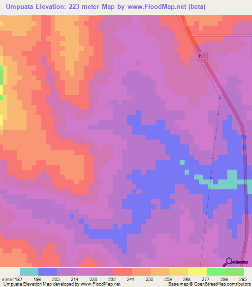 Umpuata,Mozambique Elevation Map