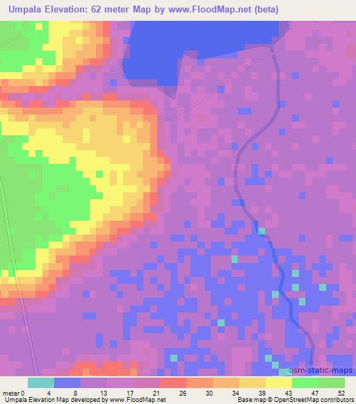 Umpala,Mozambique Elevation Map