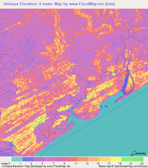 Umbaua,Mozambique Elevation Map